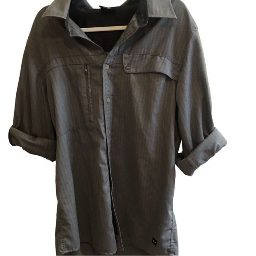 Oakley Mens‎ Casual Tactical Gray Convertible Sleeves Button Down - Picture 3 of 8